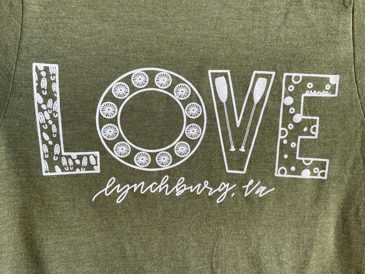 Youth Lynchburg "Love" Sign Crewneck T-Shirt - Olive