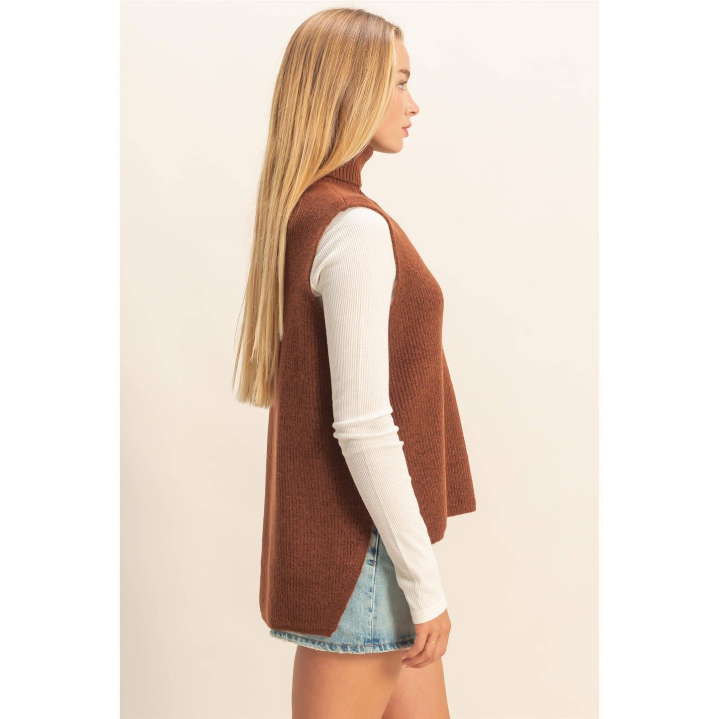 Stella Sleeveless Turtleneck Sweater Vest