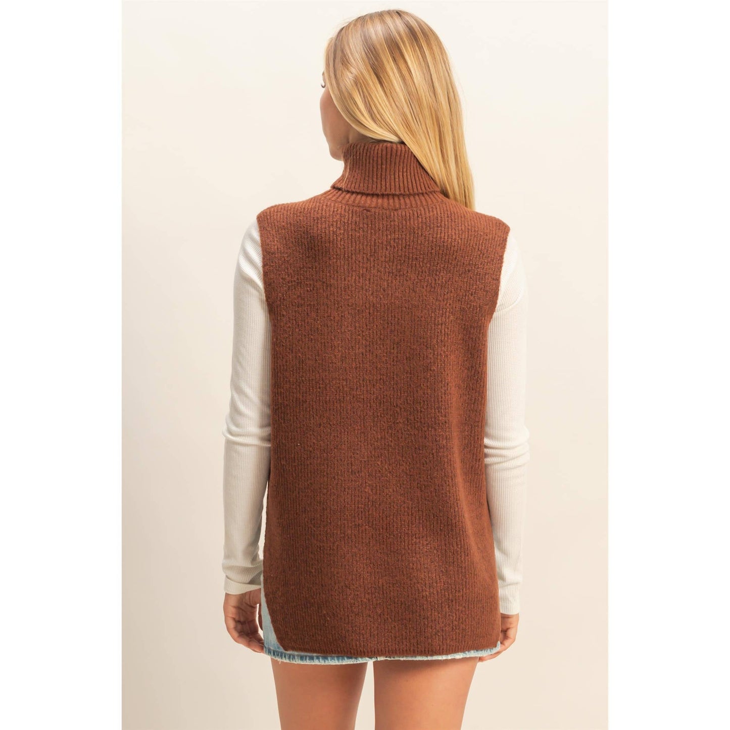 Stella Sleeveless Turtleneck Sweater Vest