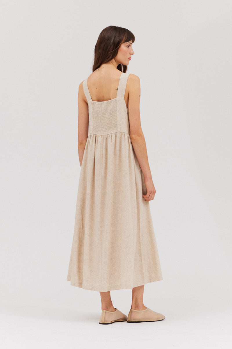Simple Days Linen-Blend Midi Dress