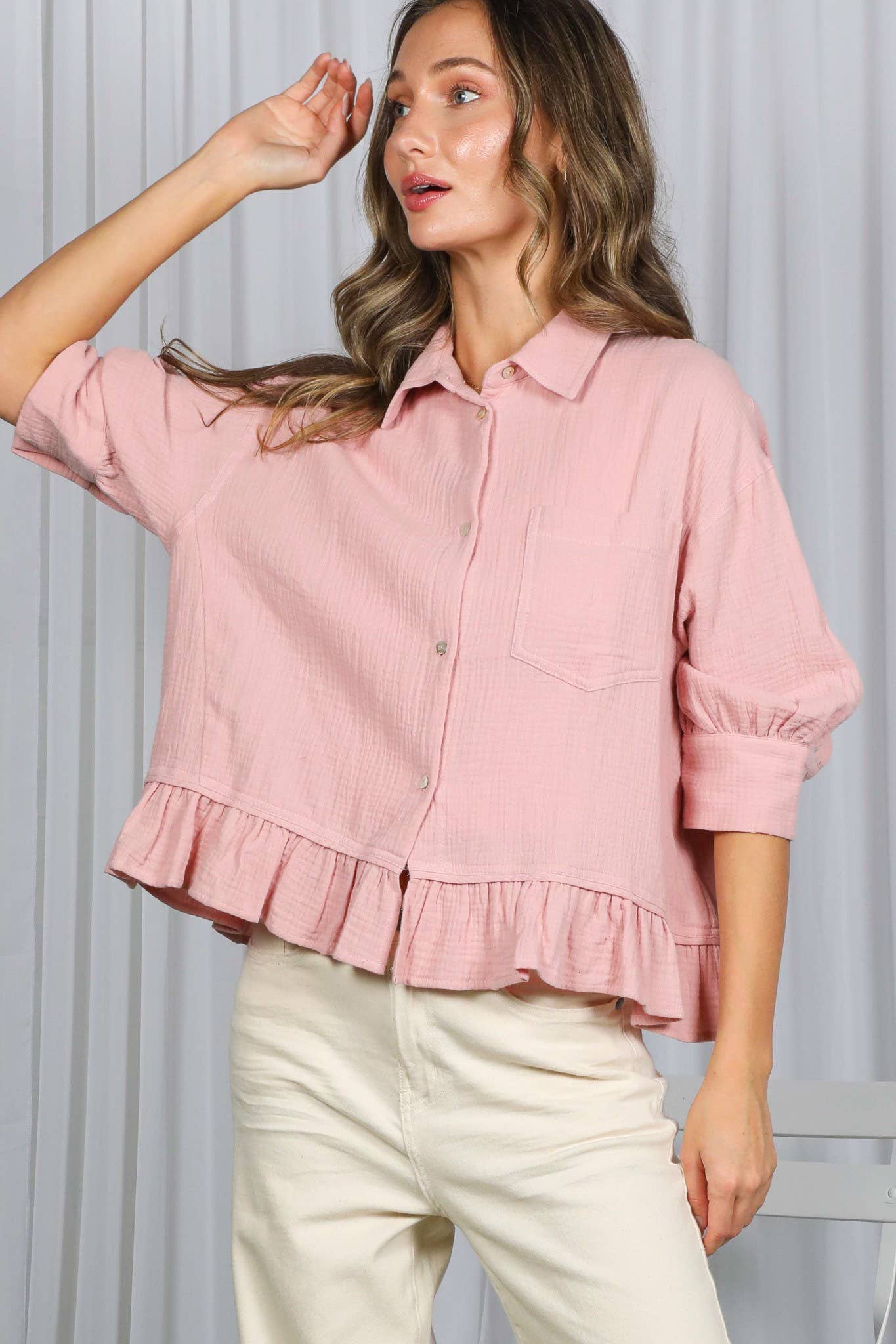Dawn Ruffle Cotton Top