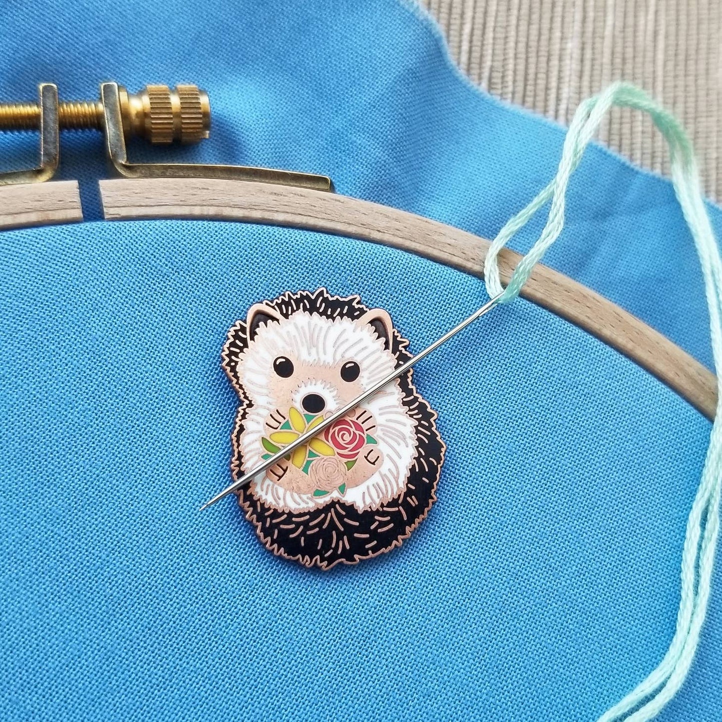 Hedgehog Enamel Needle Minder Magnet