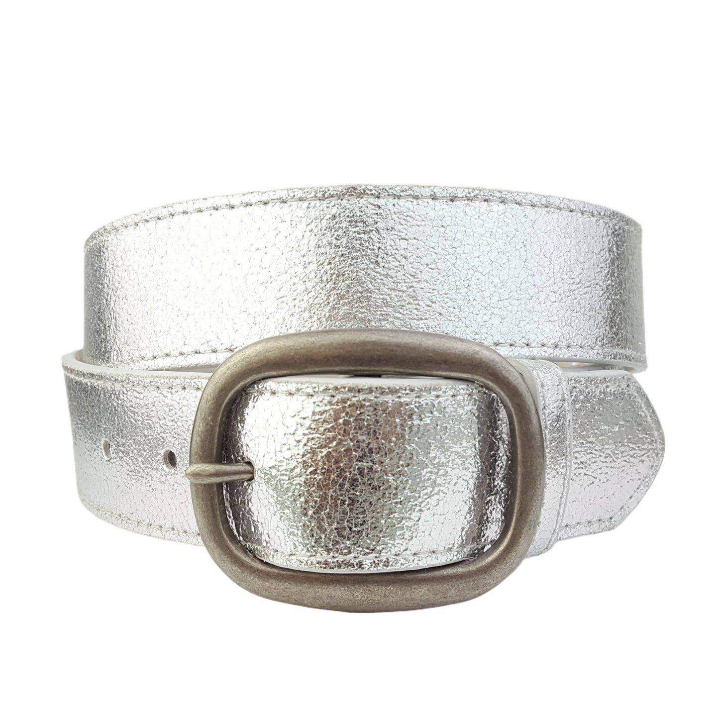 Silver Foil Genuine Leather Belt