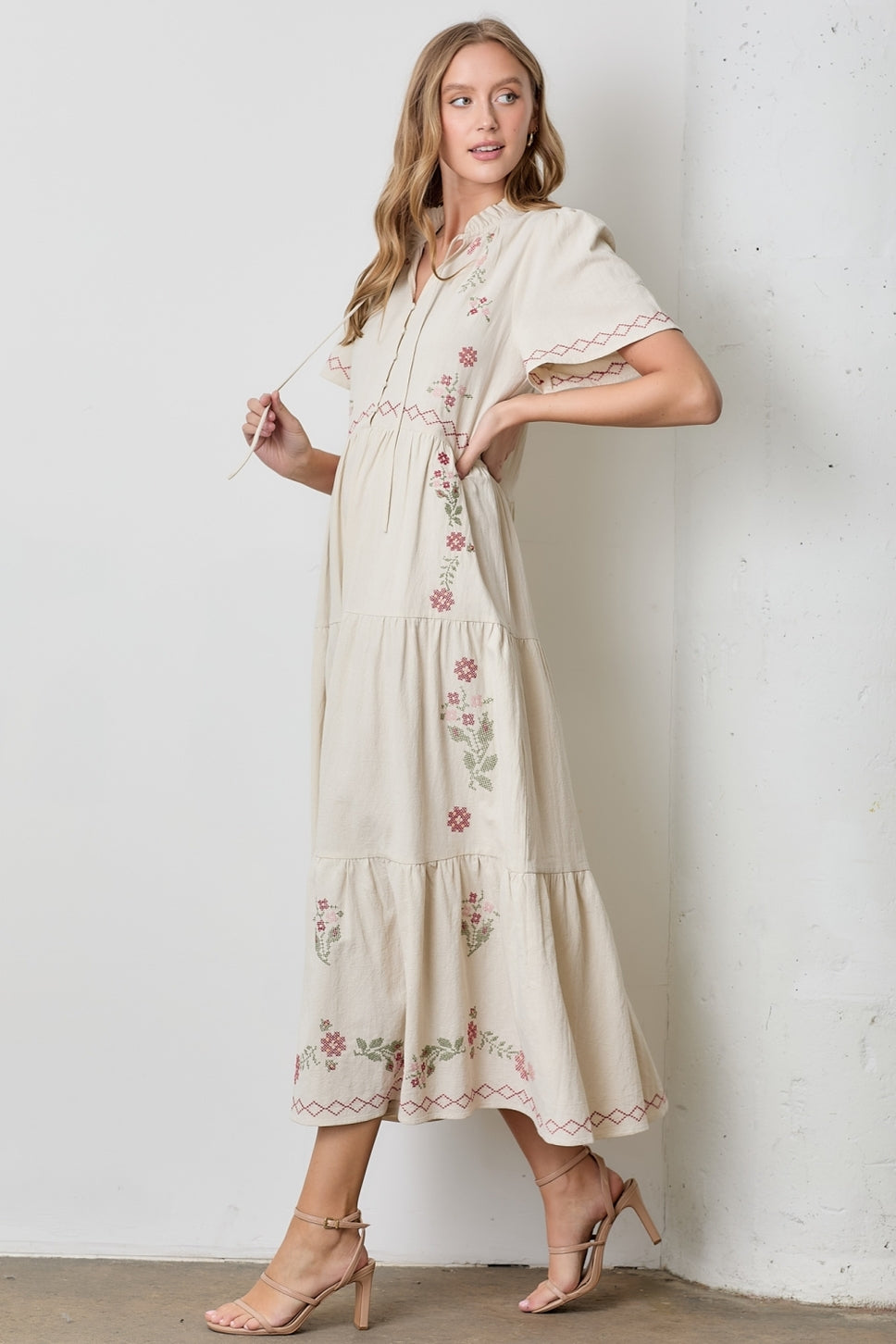 Cora Cross Stitch Maxi Dress