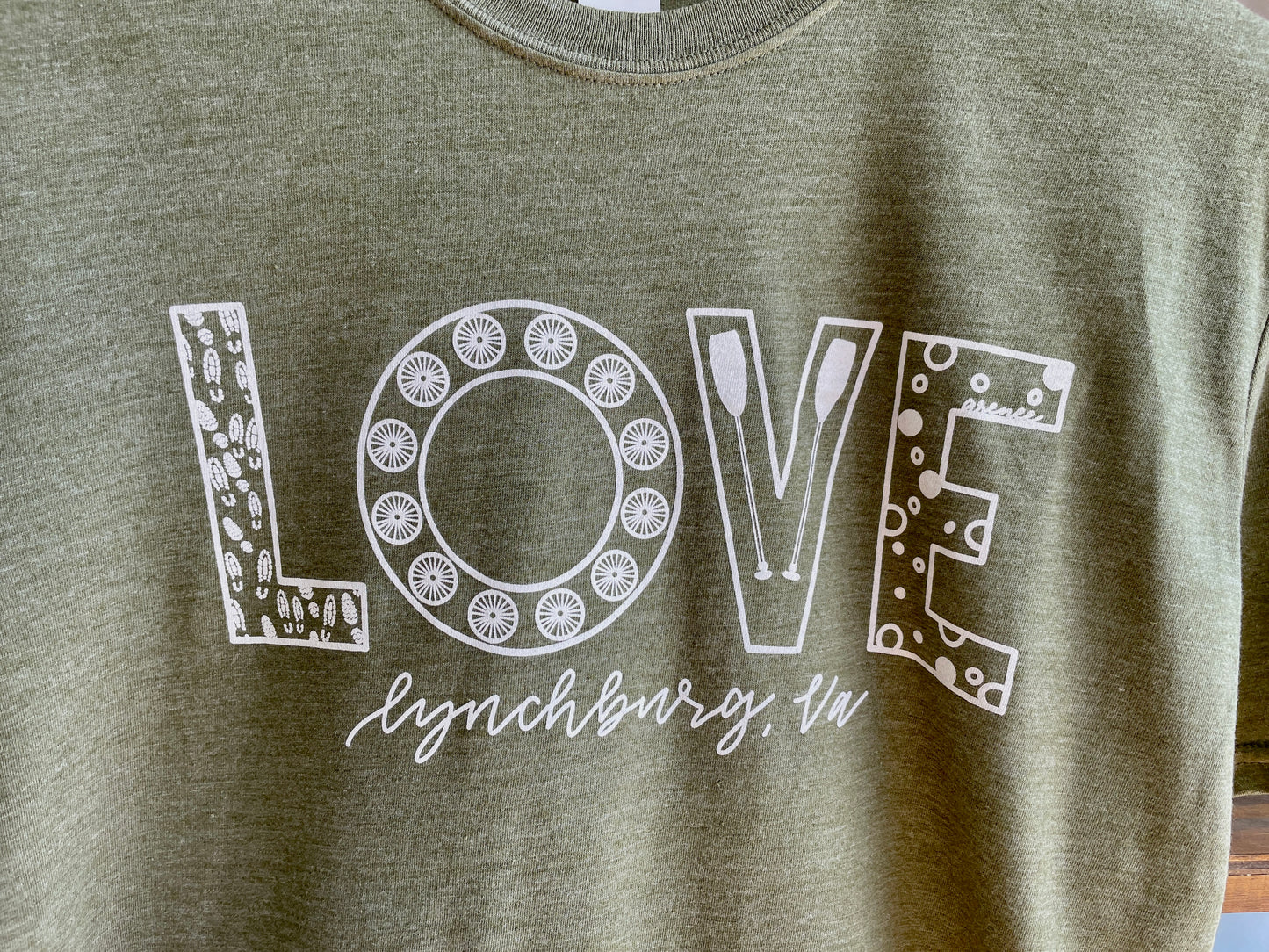Lynchburg "Love" Sign Crewneck T-Shirt - Olive