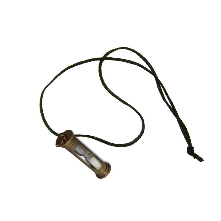 Brass Sand Time on Cord Necklace