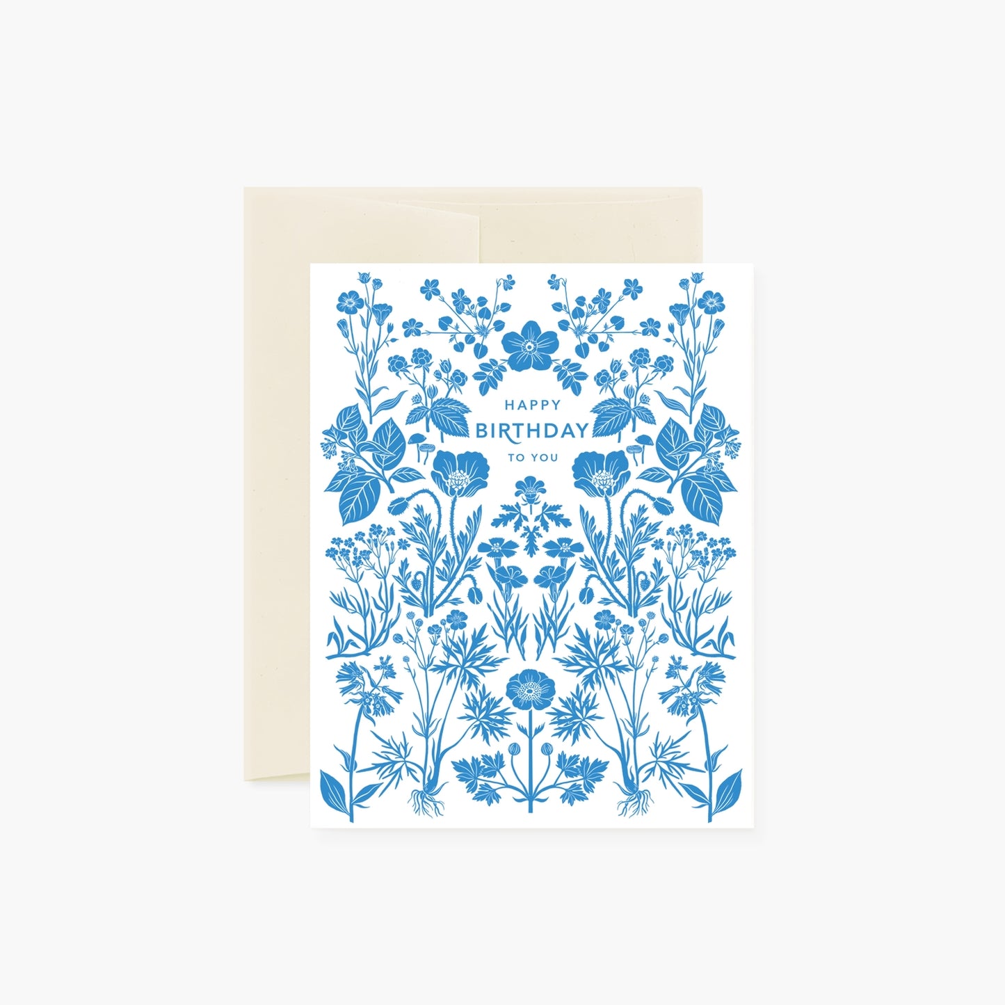 Cerulean Flowers & Berries Birthday Card