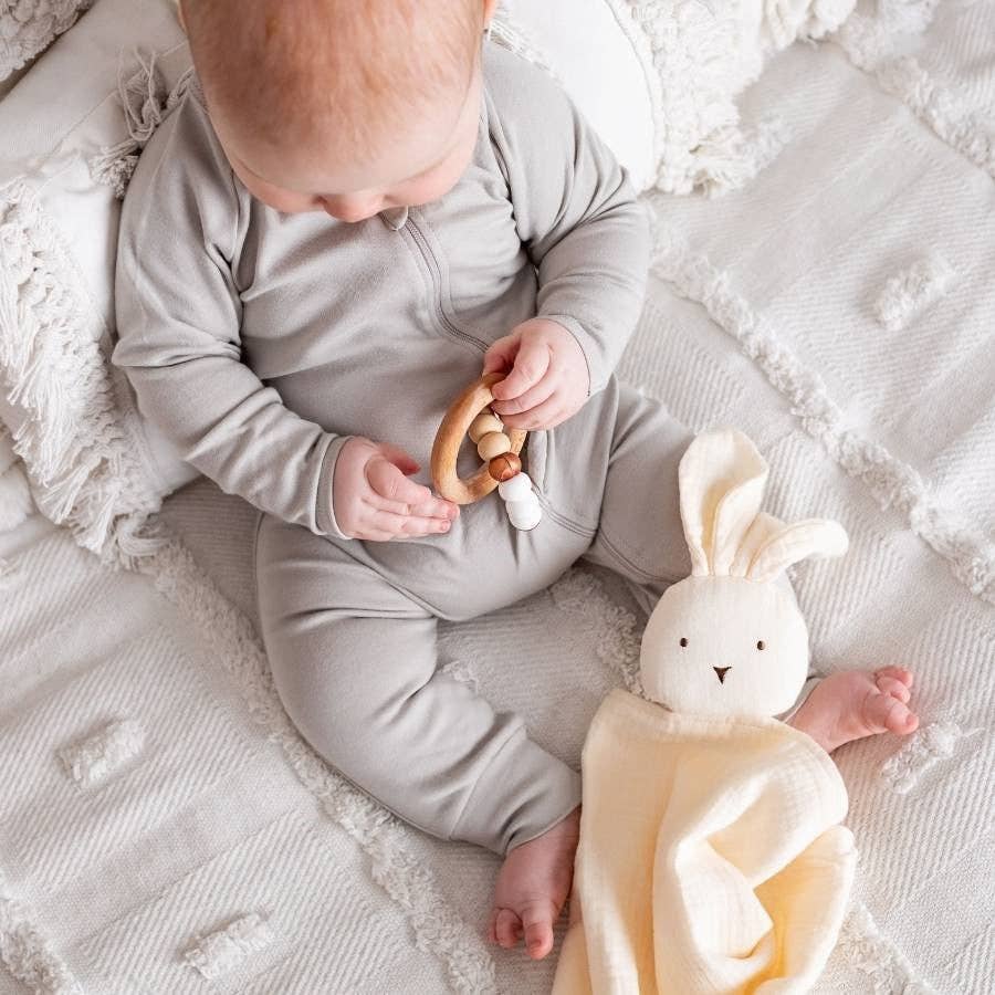 Bunny Muslin Baby Comforter - Fern