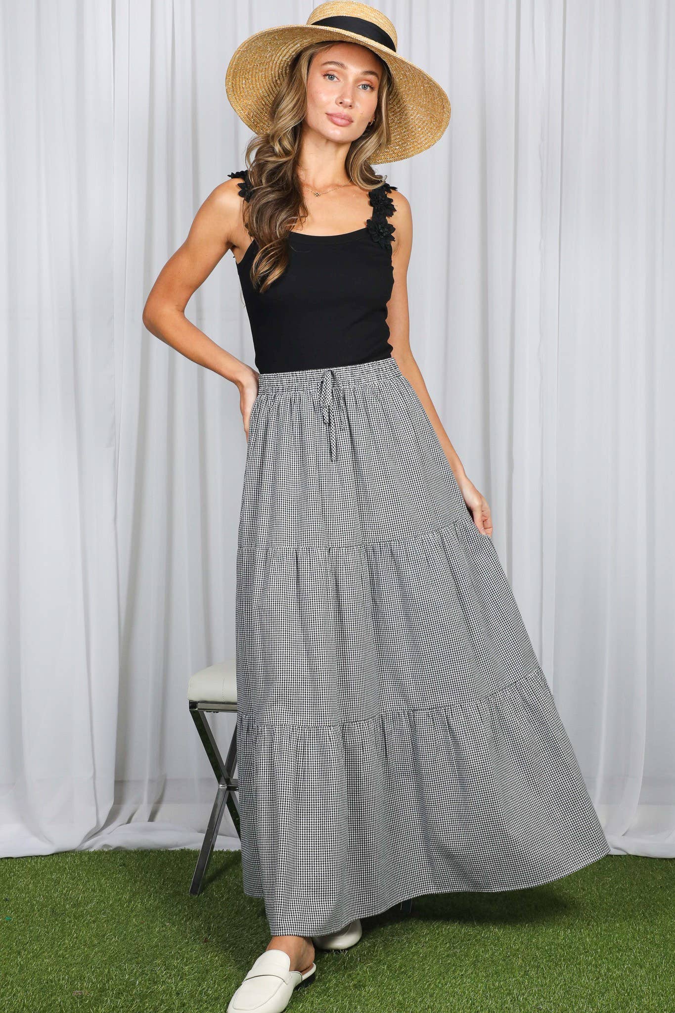 Gatherings Cotton Gingham Maxi Skirt