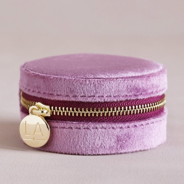 Mauve Pink Velvet Jewelry Case