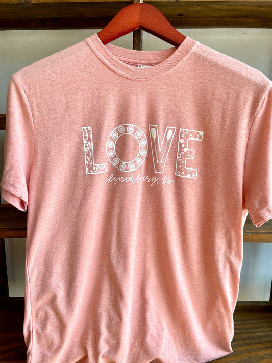 Lynchburg "Love" Sign Crewneck T-Shirt - Rose