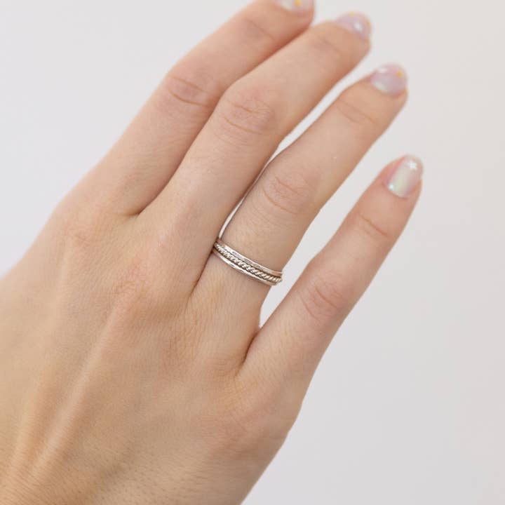 Hammered Stackable Silver Ring