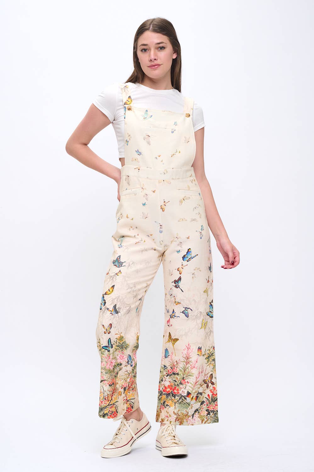 Butterfly Garden Cream Overalls
