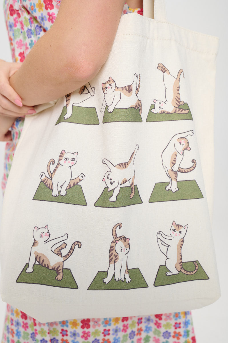 Cat Yoga Canvas Tote Bag