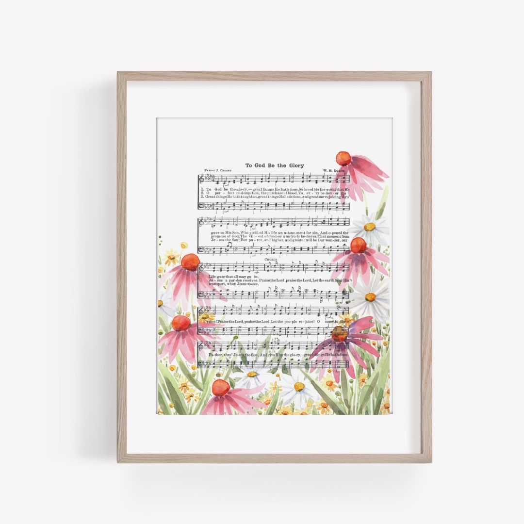 "To God Be the Glory" Floral Hymn Print - Marydean Draws