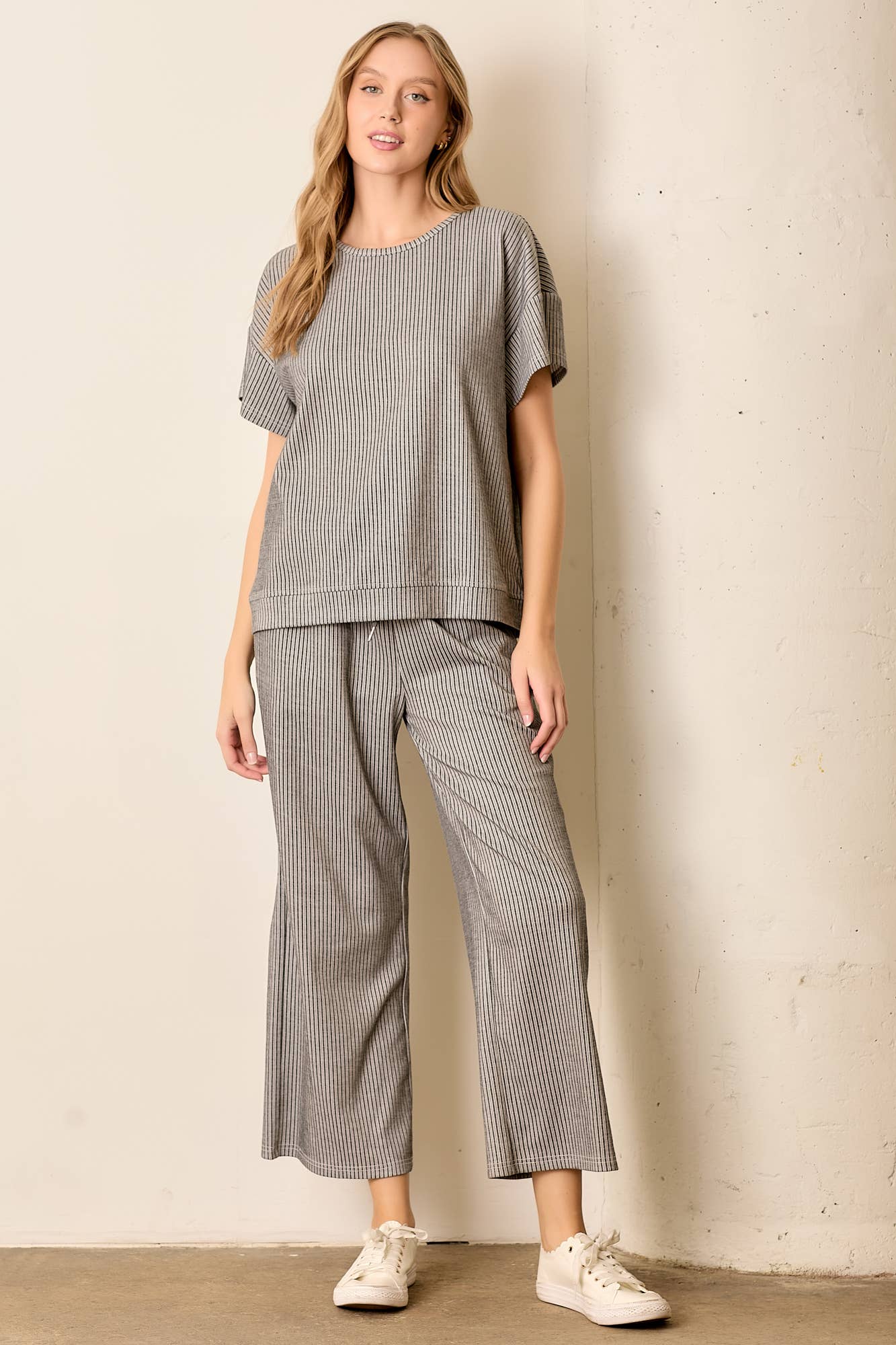Charcoal Chic Ribbed Pants