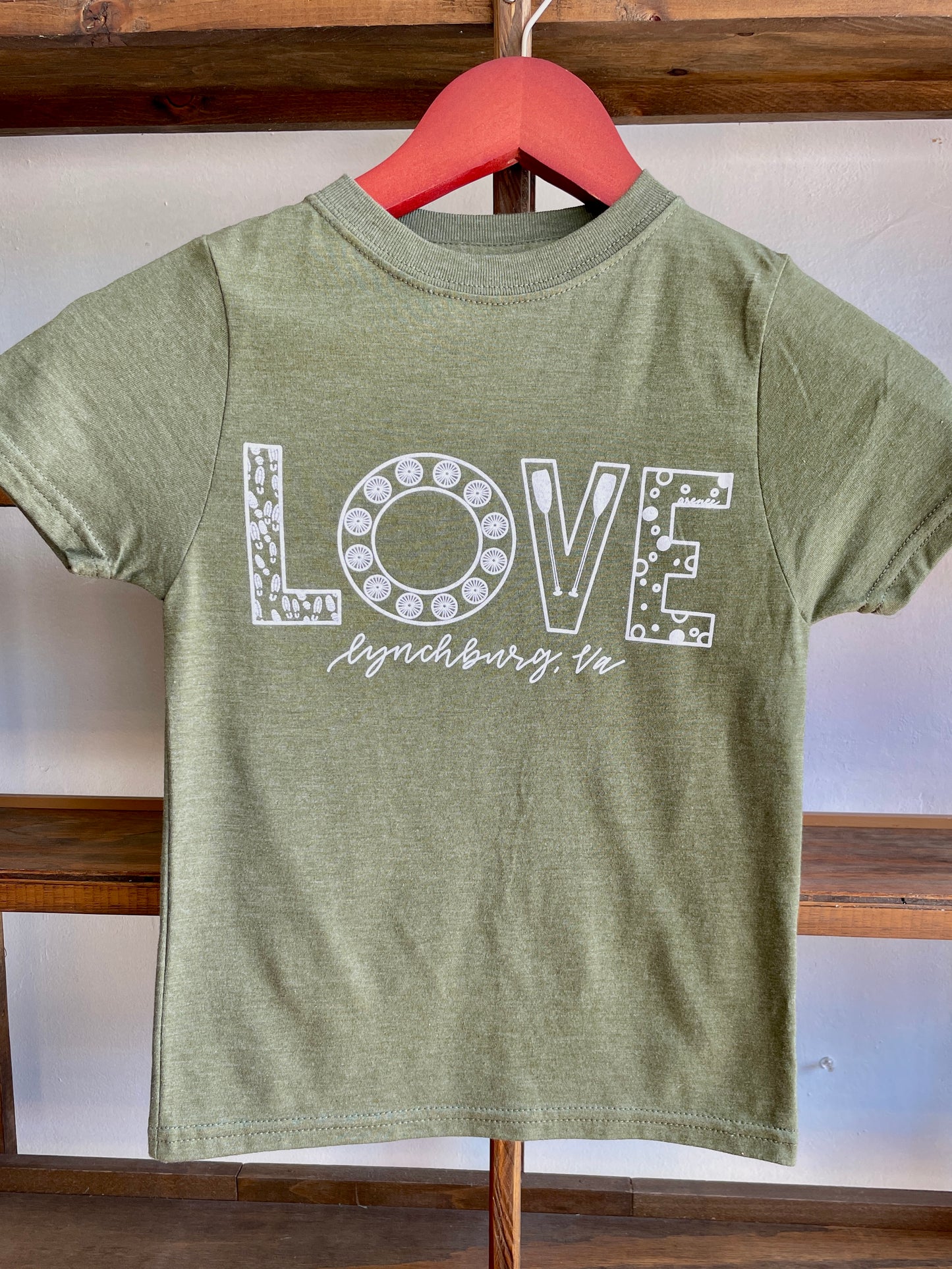 Youth Lynchburg "Love" Sign Crewneck T-Shirt - Olive