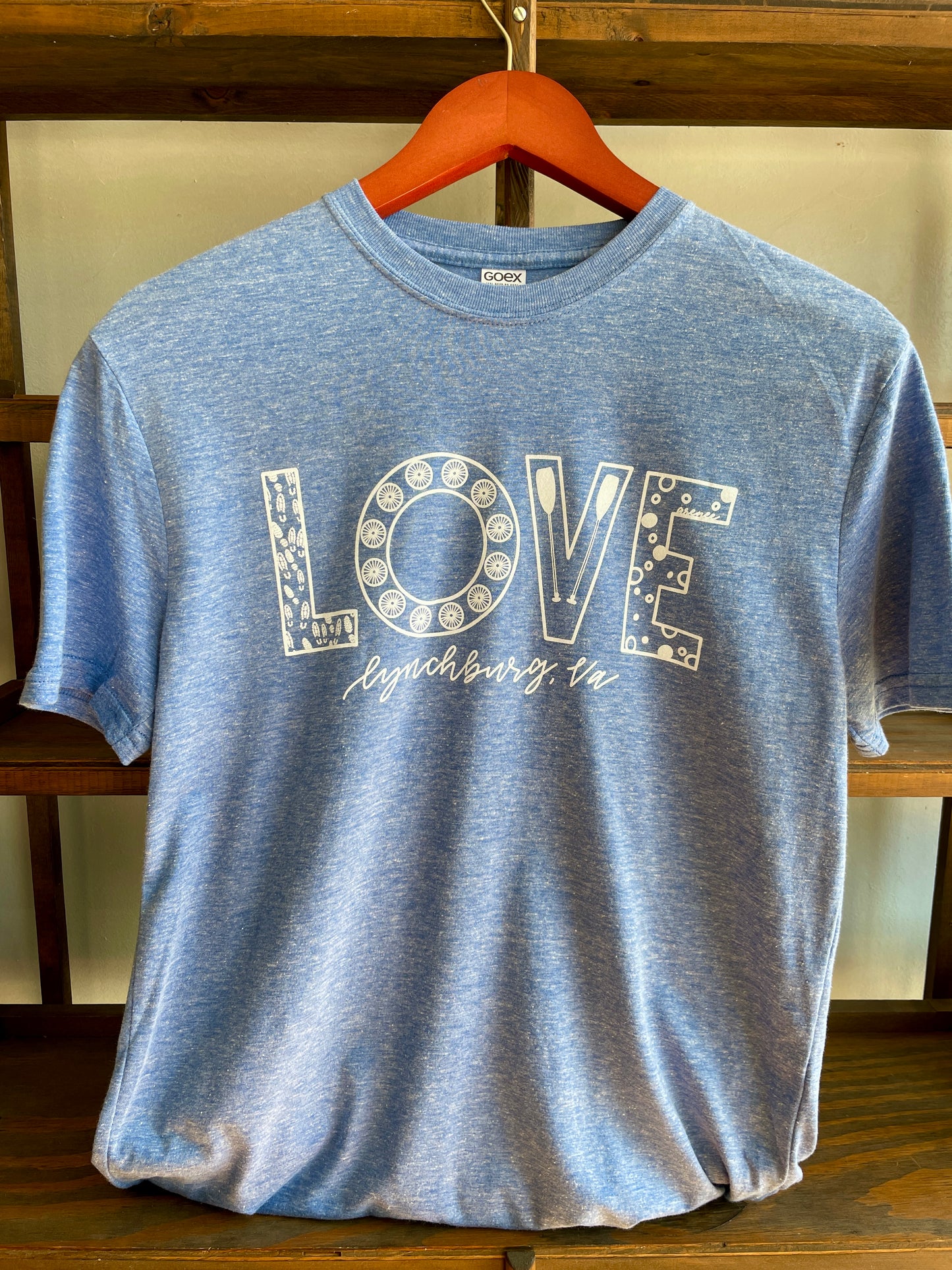 Lynchburg "Love" Sign Crewneck T-Shirt - Blue