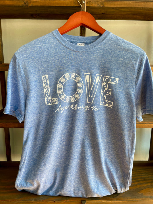Lynchburg "Love" Sign Crewneck T-Shirt - Blue