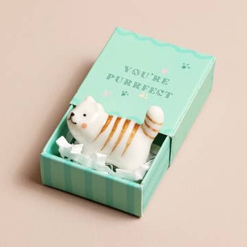 Ceramic Knick-Knack and Matchbox - Cat