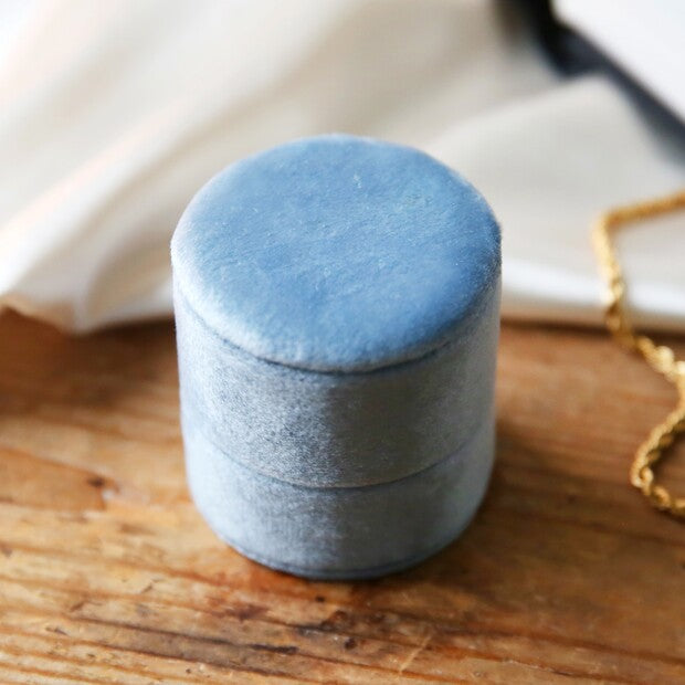 Light Blue Velvet Ring Box