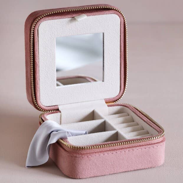 Rosey Pink Velvet Jewelry Case