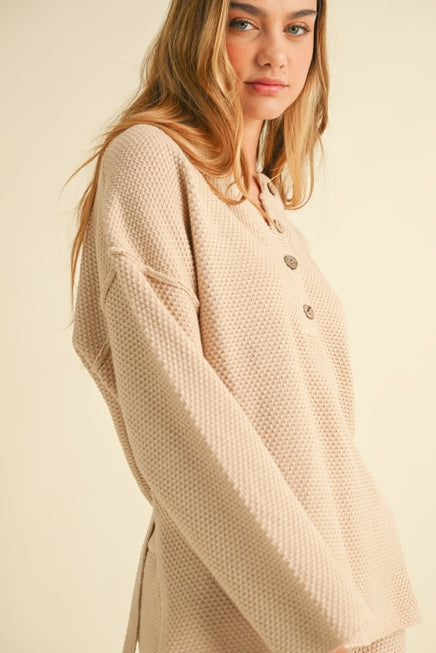 Relaxed Waffle Knit Lounge Pant - Sand