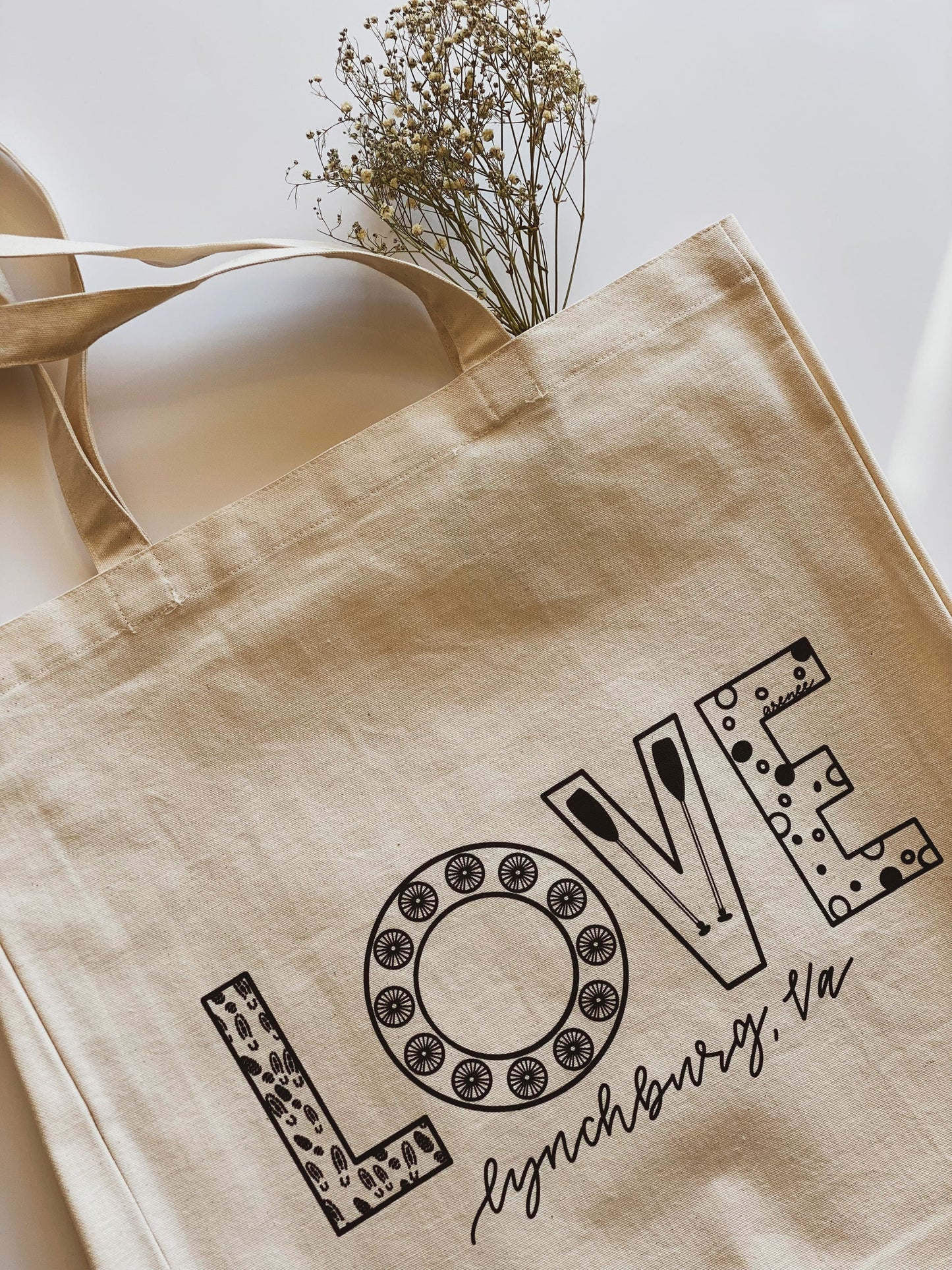 Love Sign Canvas Tote Bag - Natural