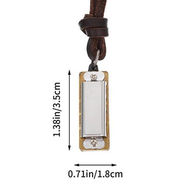Mini Harmonica on Leather Cord Necklace