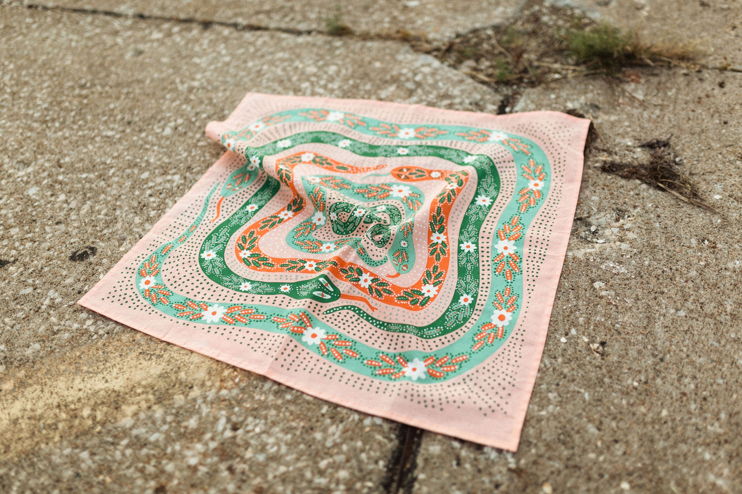 Pink & Green Snakes Bandana - 22"