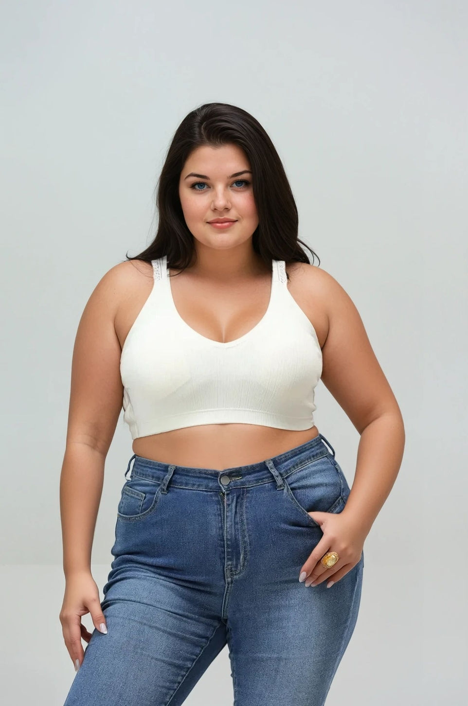Cream Lace Trim Padded Bralette