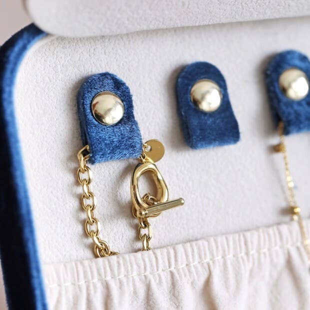 Navy Blue Velvet Jewelry Case
