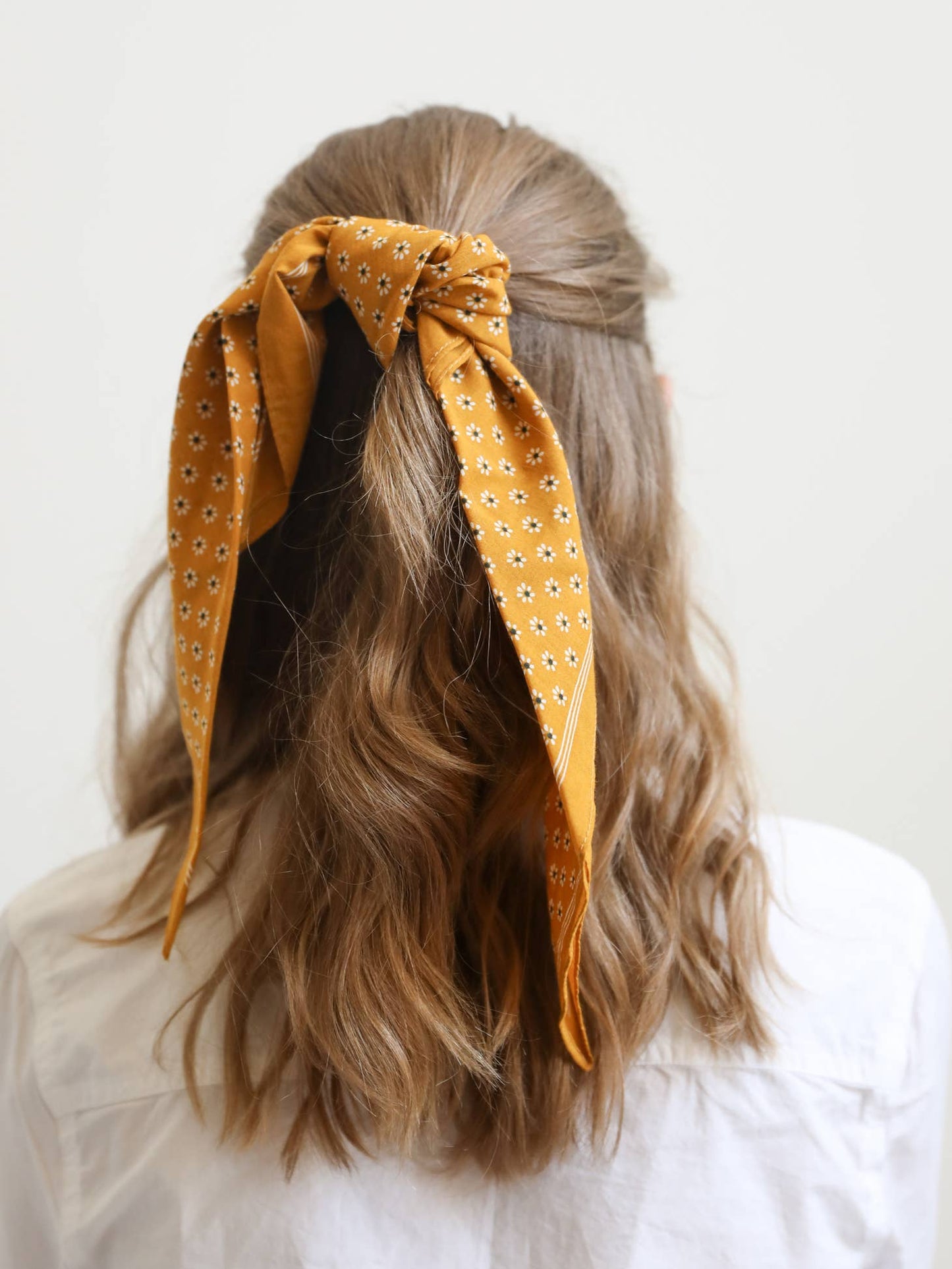 Mustard Daisy Flower Field Square Bandana