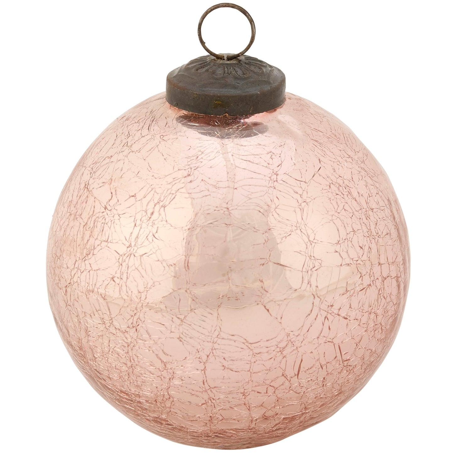 Pink Crackle Glass Ball Ornament