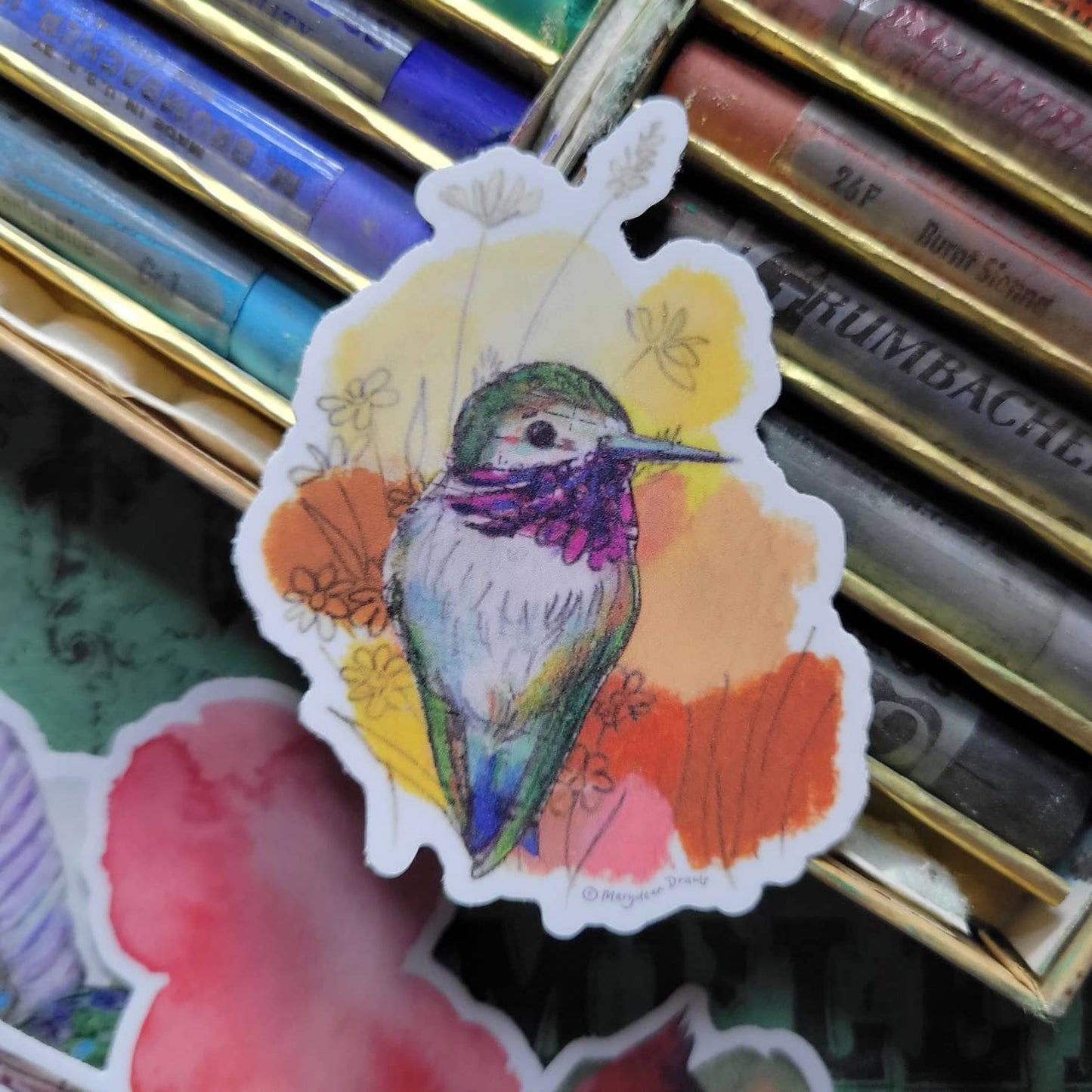 Marydean Draws Sticker - "Calliope Hummingbird"