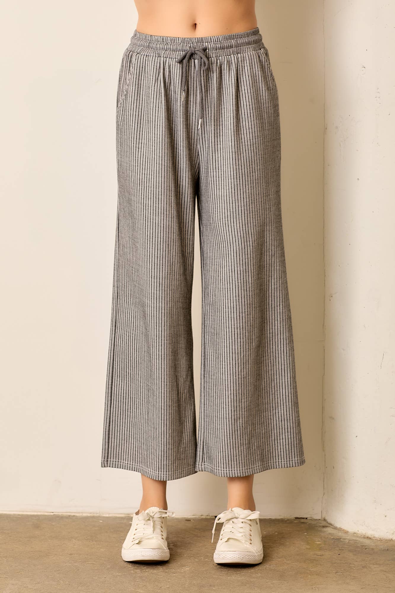 Charcoal Chic Ribbed Pants