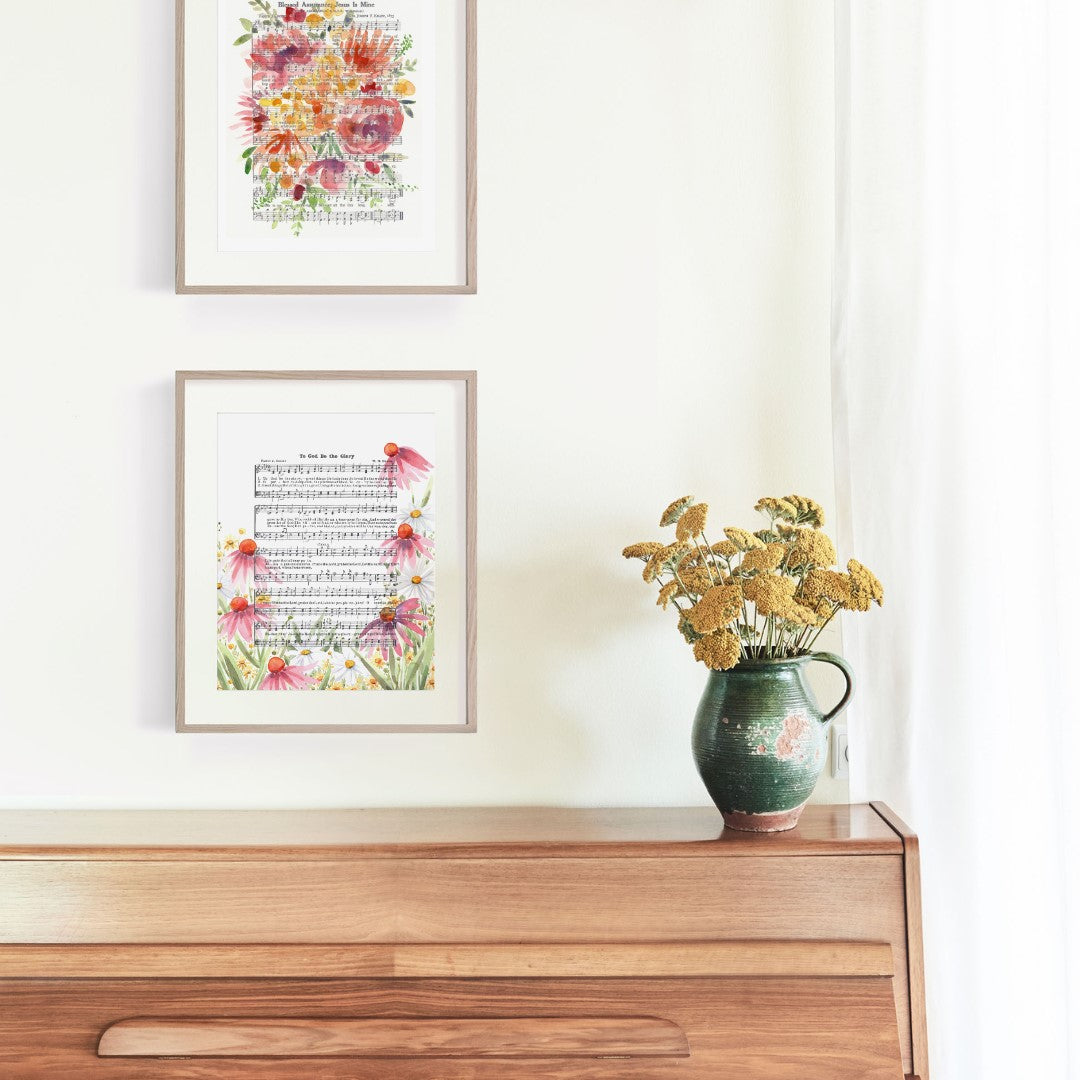 "To God Be the Glory" Floral Hymn Print - Marydean Draws