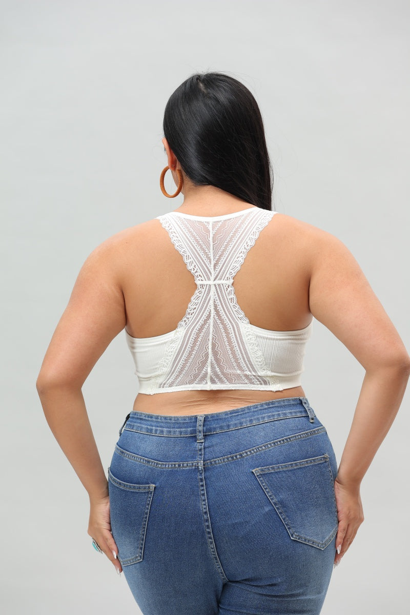 Cream Lace Trim Padded Bralette