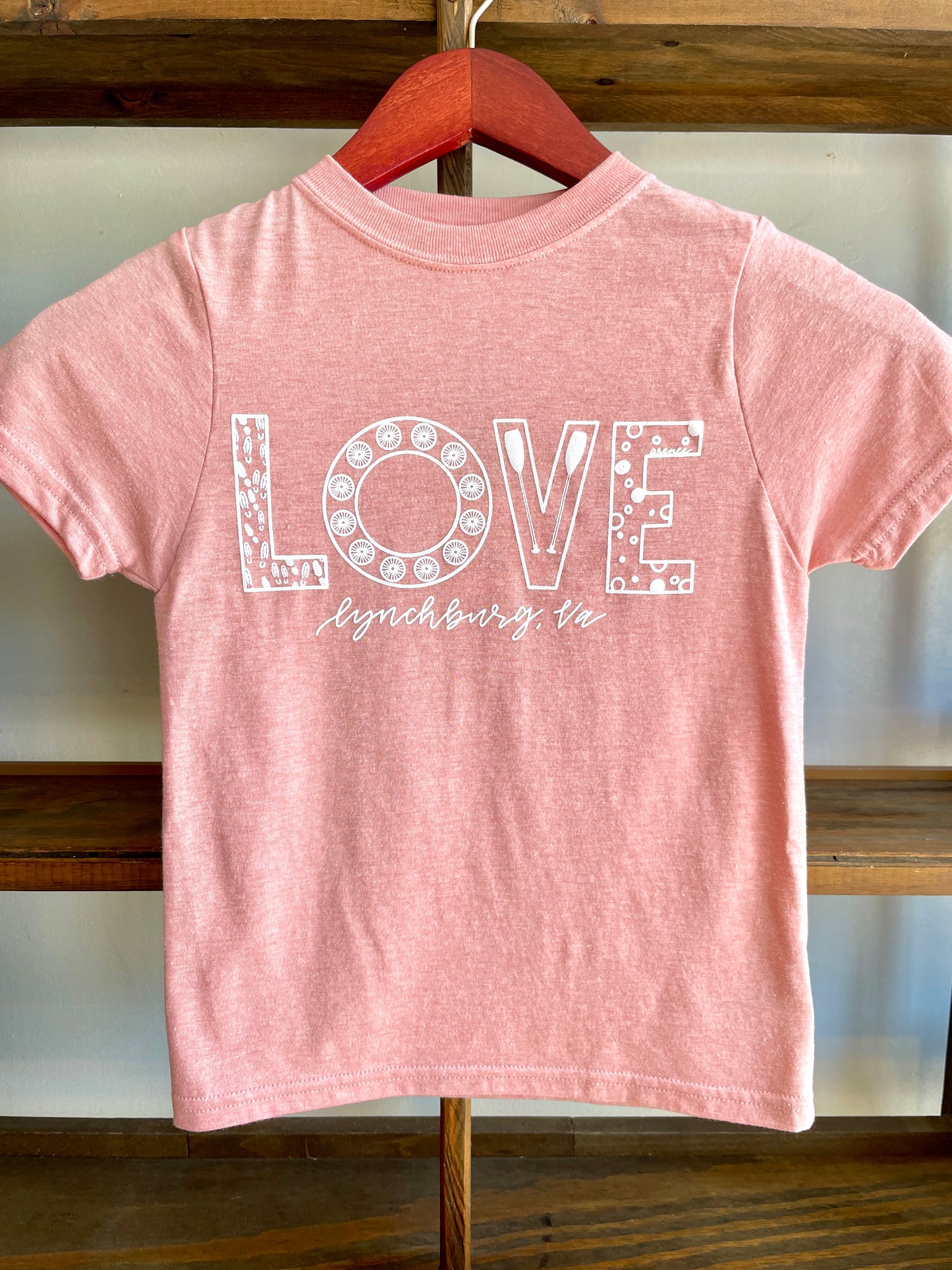 Youth Lynchburg "Love" Sign Crewneck Tshirt - Rose