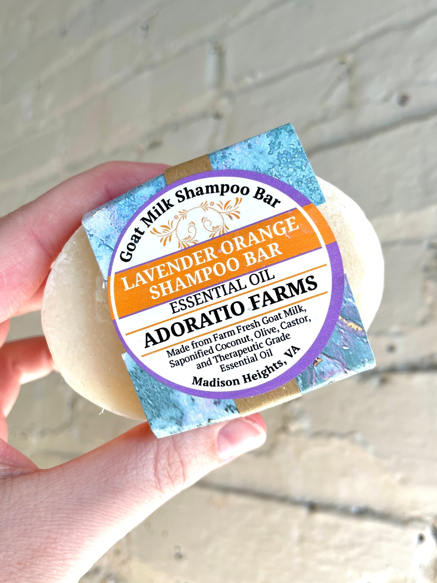 Lavender Orange Essential Oil Goat Milk Shampoo Bar - Adoratio Farms
