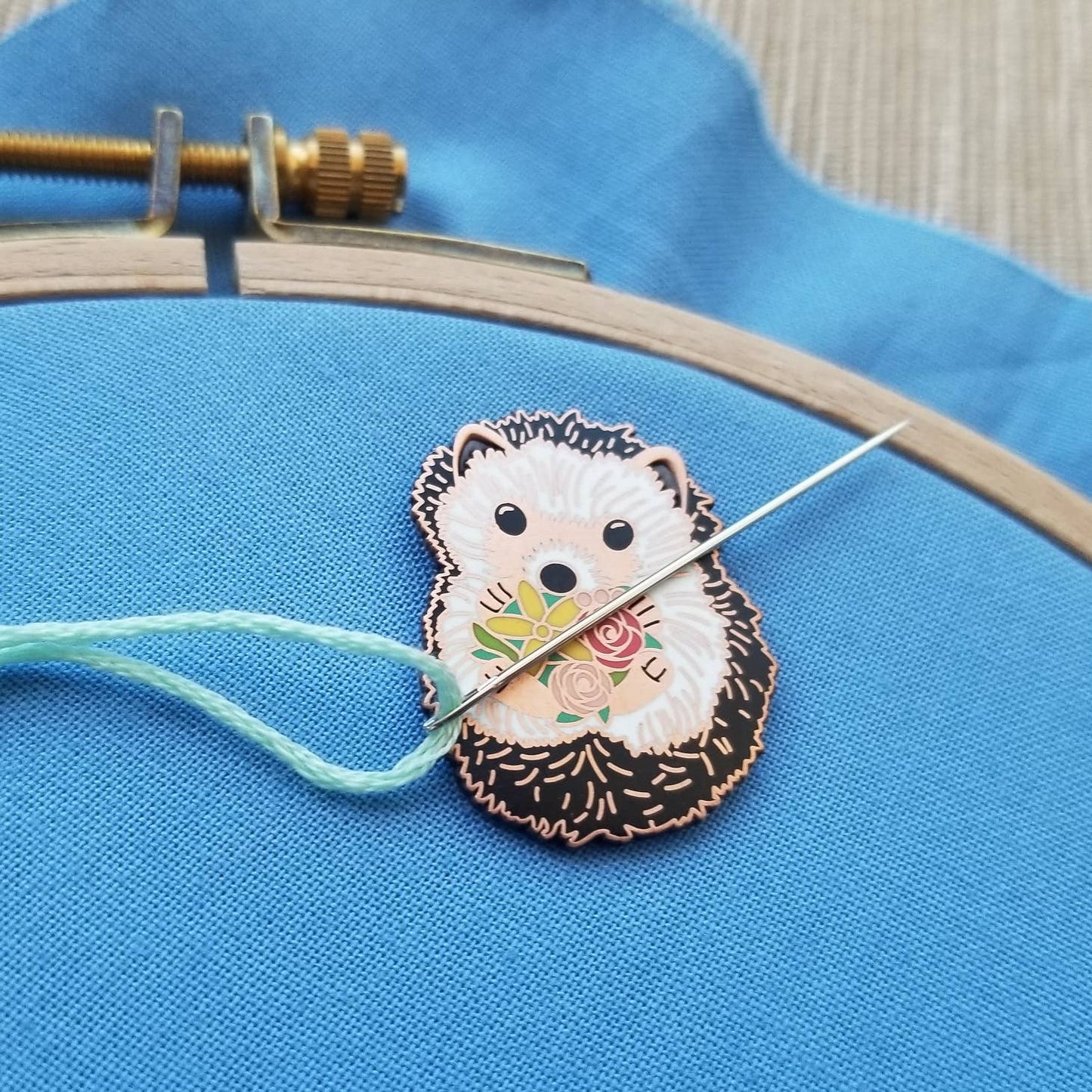 Hedgehog Enamel Needle Minder Magnet