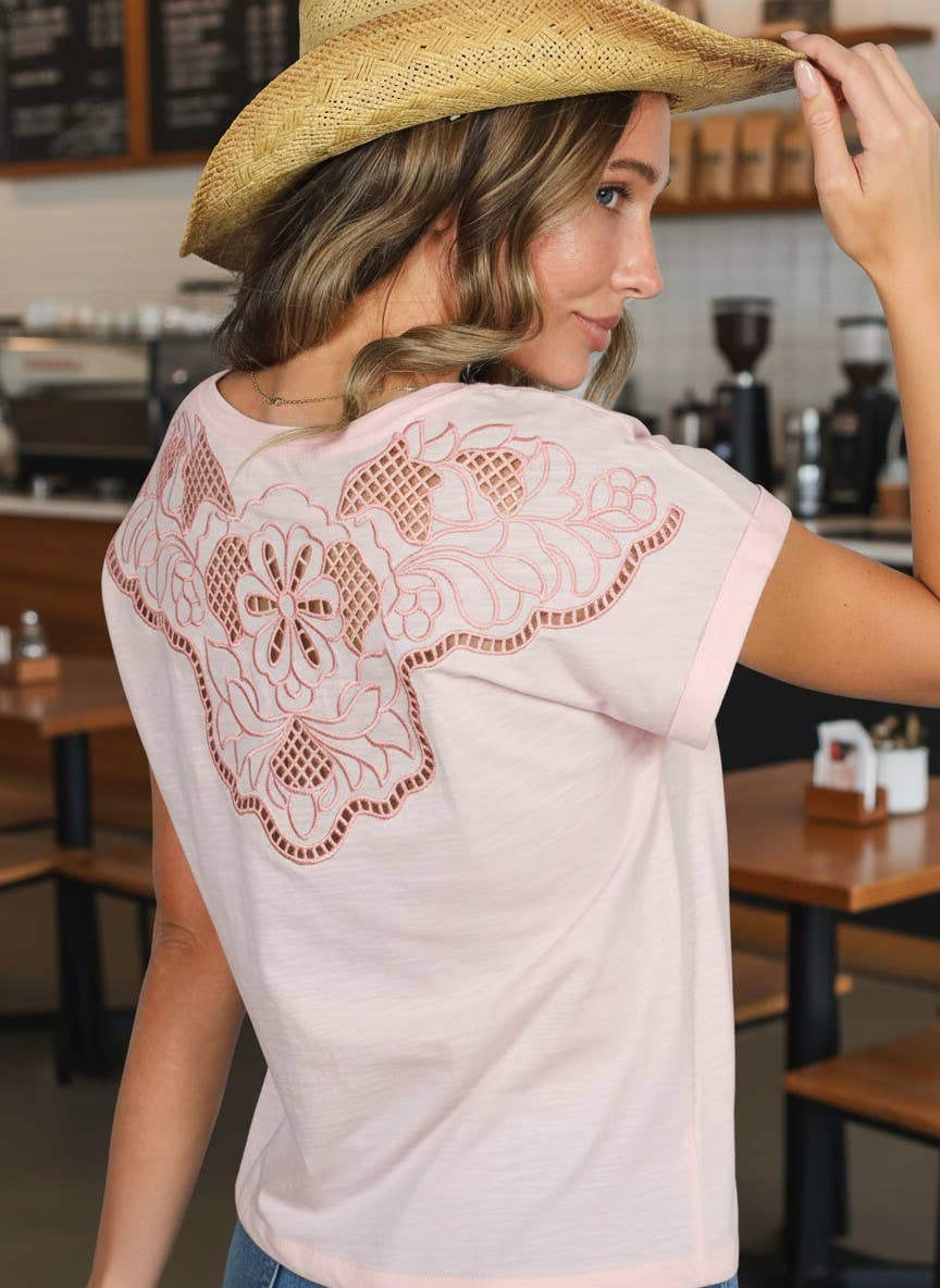 Brianna Embroidery Accent Knit Top