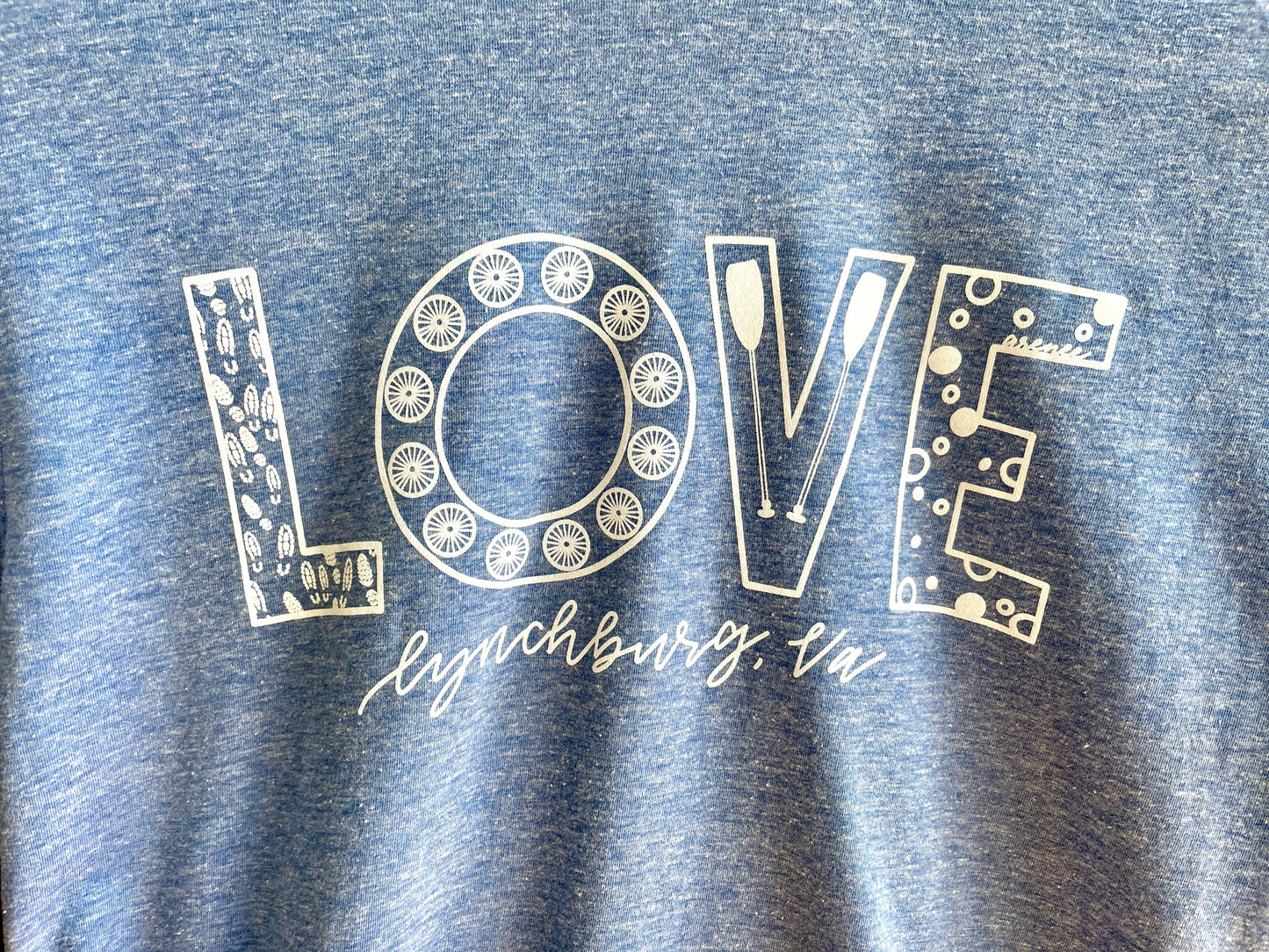 Lynchburg "Love" Sign Crewneck T-Shirt - Blue