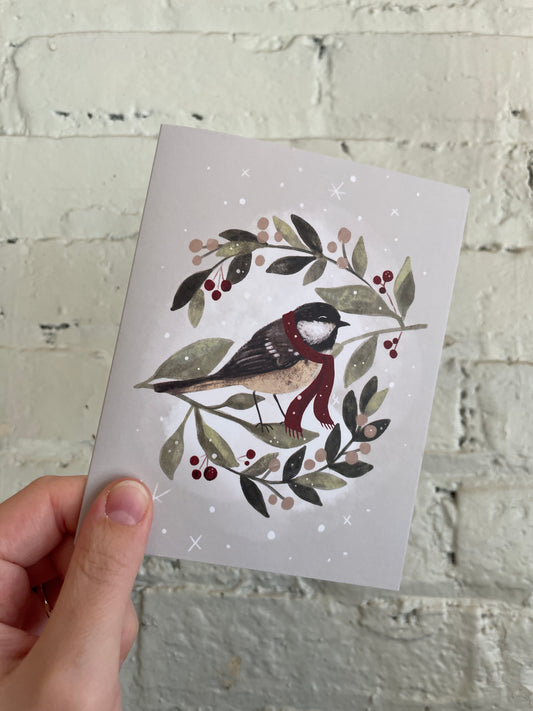 Winter Chickadee Greeting Card - Joanna Garcia Art