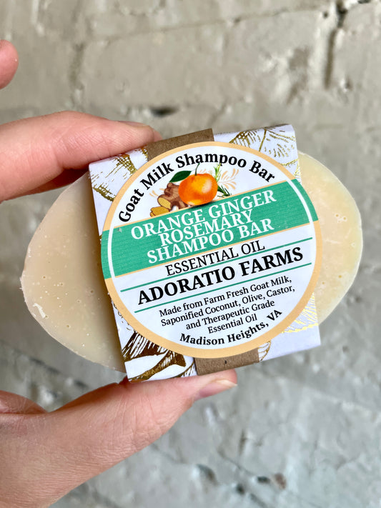 Orange Ginger Rosemary Goat Milk Shampoo Bar - Adoratio Farms