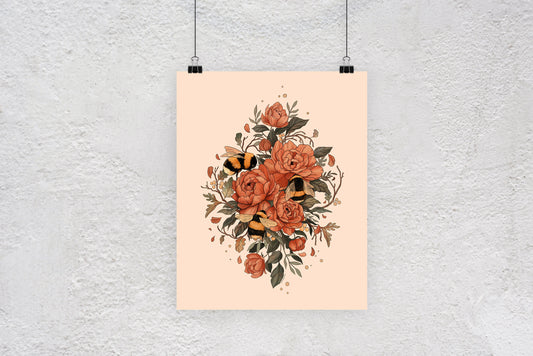 "Bees and Peonies" Art Print - Joanna Garcia Art