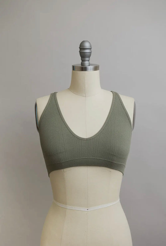 Sage Lace Trim Padded Bralette