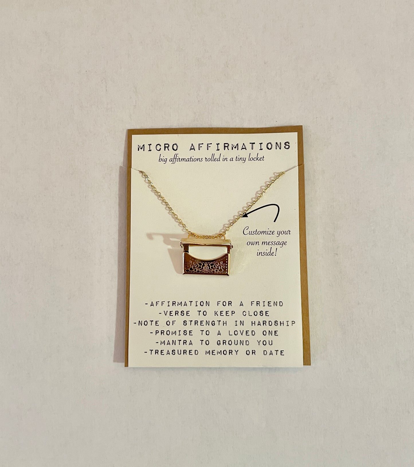 Floral Engraved Micro Affirmation Locket - Ginger and Pickles