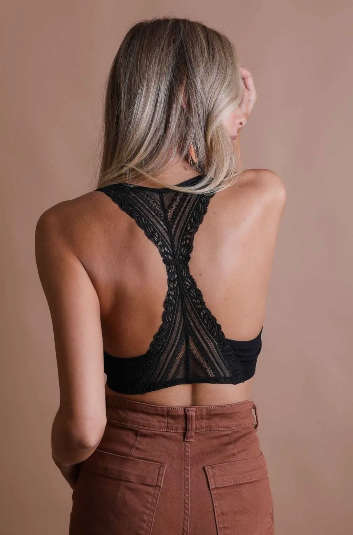 Black Lace Trim Padded Bralette