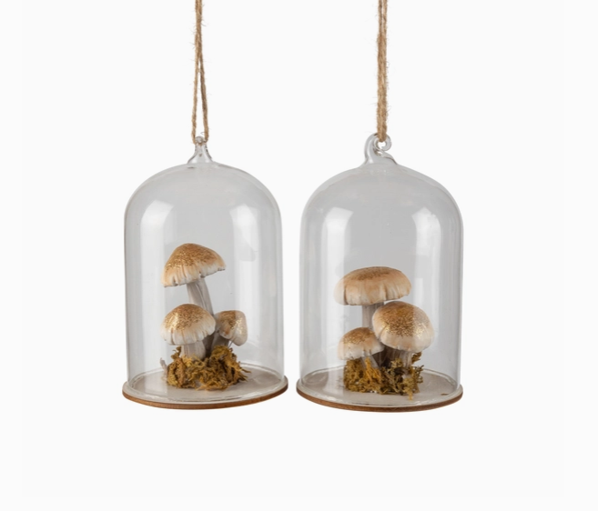 Glass Terrarium Mushroom Ornament